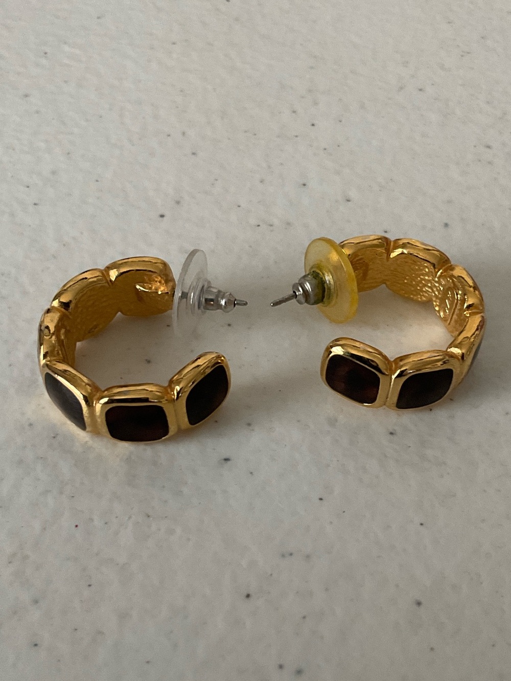 Anne Klein Gold-Tone Hoop Earrings with Black Insets